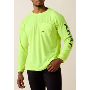 Ariat Rebar Heat Fighter Hi Vis Neon Yellow Long Sleeve Work‎ 
T-Shirt XLT NWT
